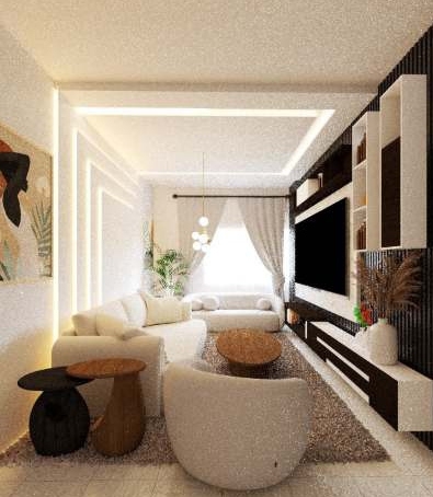 Living room with media wall