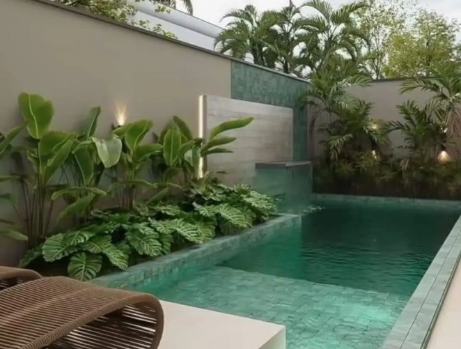Luxury pool with tropical plants