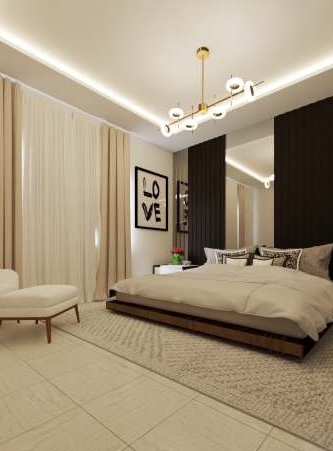 Modern bedroom with elegant lighting