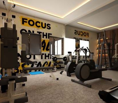 Fitness center with motivational wall